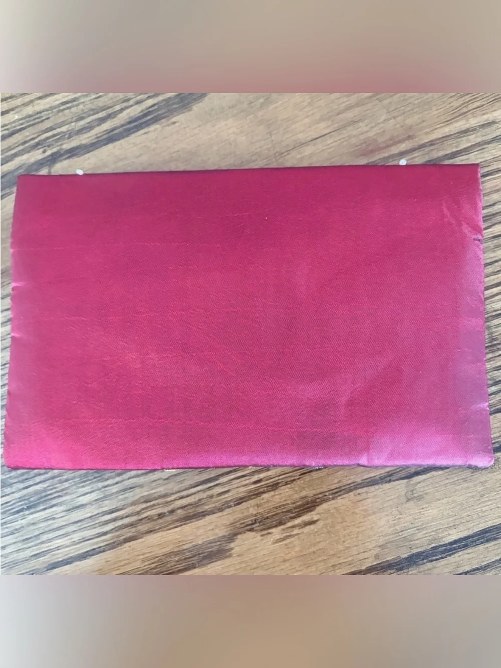 Embroidered & Beaded Burgundy Satiny Clutch - Floral on Burgundy